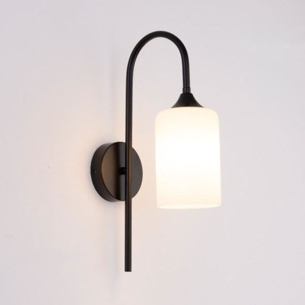 Modern Minimalist Glass Cylindrical Shade Bending Arm 1-Light Wall Sconce Lamp - Image 13