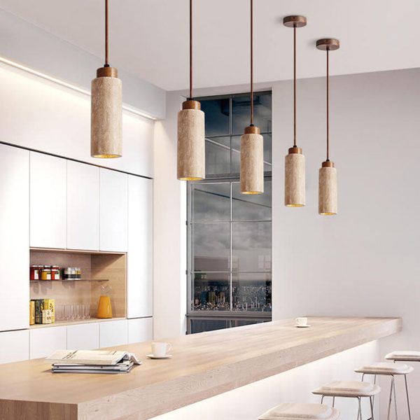 Japanese Wabi-sabi Solid Wood Stone 1/2/3-Light Island Light Chandelier - Image 16