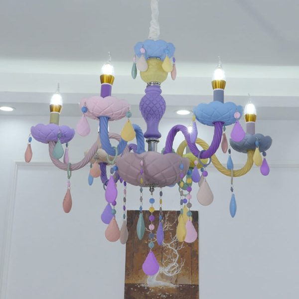 Modern Children's Princess Macaroon Candelabra Crystal Glass 5/6/8/10/12/15 Light Chandelier - Image 22