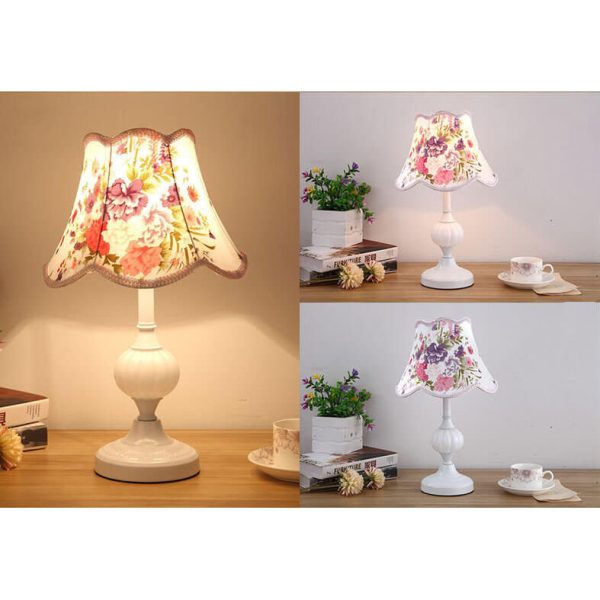 Nordic Vintage Floral Glass Fabric 1-Light Table Lamp - Image 13