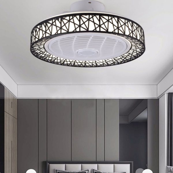 Modern Luxury Round Lace LED Flush Mount Ceiling Fan Light - Image 18
