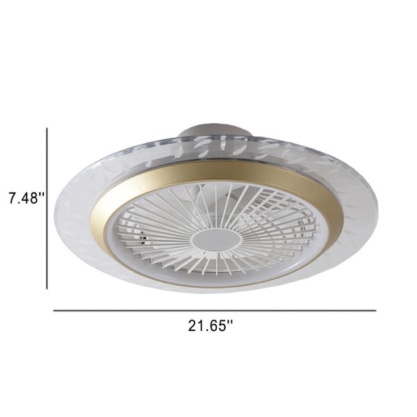 Modern RGB Acrylic Round LED Seme-Flush Mount Ceiling Fan Light - Image 8