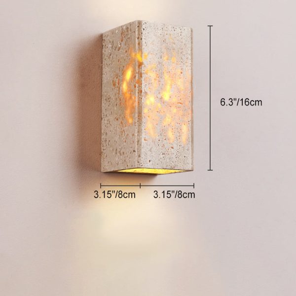 Traditional Japanese Waterproof Yellow Travertine Square LED Wall Sconce Lamp For Hallway - Image 6