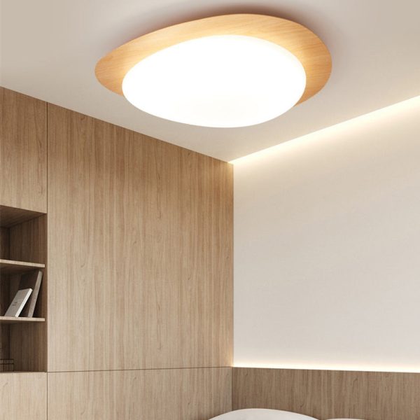 Contemporary Scandinavian Pebble Shape Iron Acrylic LED Flush Mount Ceiling Light For Bedroom - Image 13