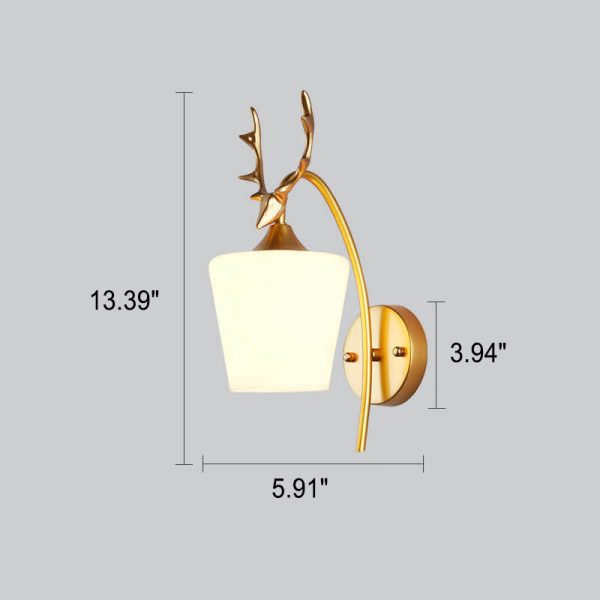 Nordic Creative Antler Glass Cone Shade 1-Light Wall Sconce Lamp - Image 8