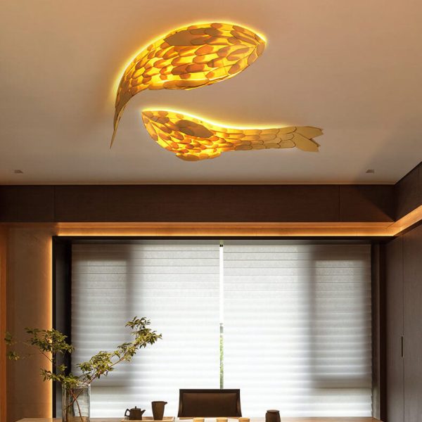 Modern Decorative Carp Linden Wood Hardware 2/4 Light Wall Sconce Lamp - Image 2