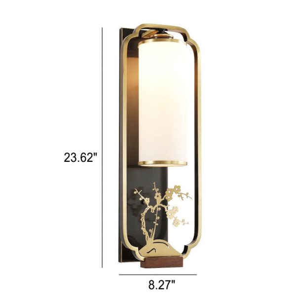 Modern New Chinese Copper Glass Column Ring 1-Light Wall Sconce Lamp - Image 8