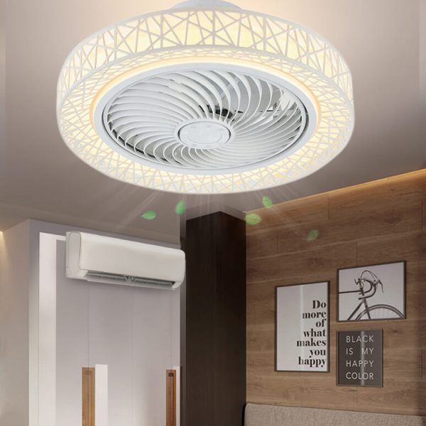 Modern Luxury Round Lace LED Flush Mount Ceiling Fan Light - Image 19