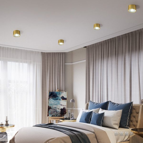 Modern Cylindrical Brass LED Spotlight Flush Mount Ceiling Light - Image 2