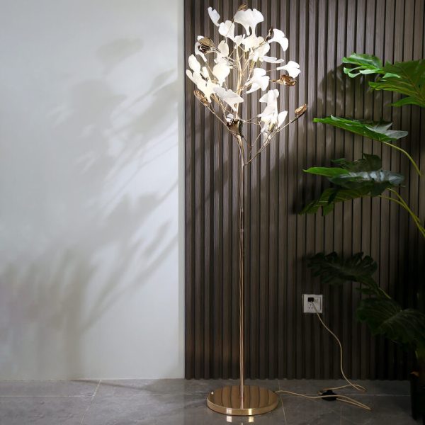 Nordic Romantic Ginkgo Leaf Decorative Iron 5-Light Standing Floor Lamp - Image 2