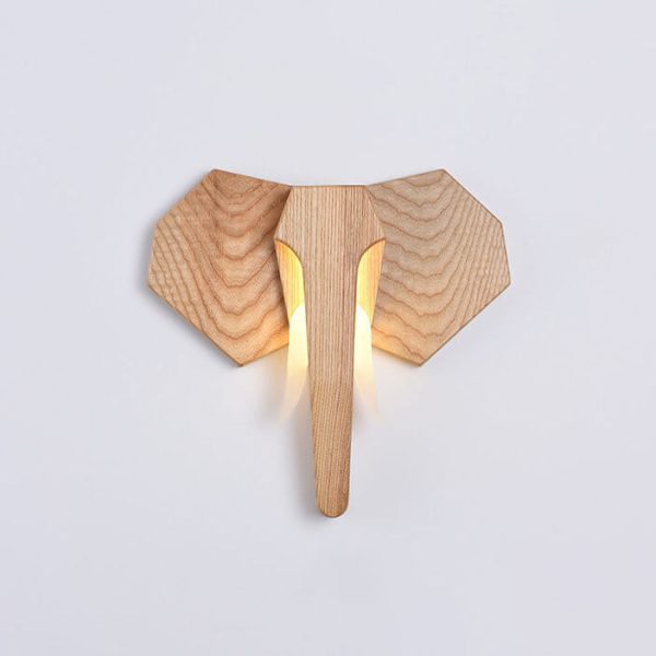Nordic Creative Solid Wood Elephant Shape LED Wall Sconce Lamp - Image 4