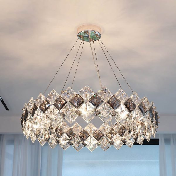 Contemporary Luxury Crystal Diamond Circle Plated Hardware 5/6/7/8/10/14 Light Chandelier For Living Room - Image 24