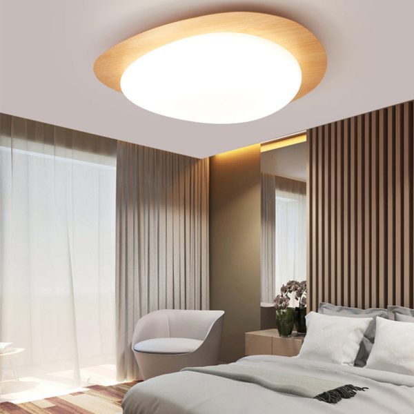 Contemporary Scandinavian Pebble Shape Iron Acrylic LED Flush Mount Ceiling Light For Bedroom - Image 3