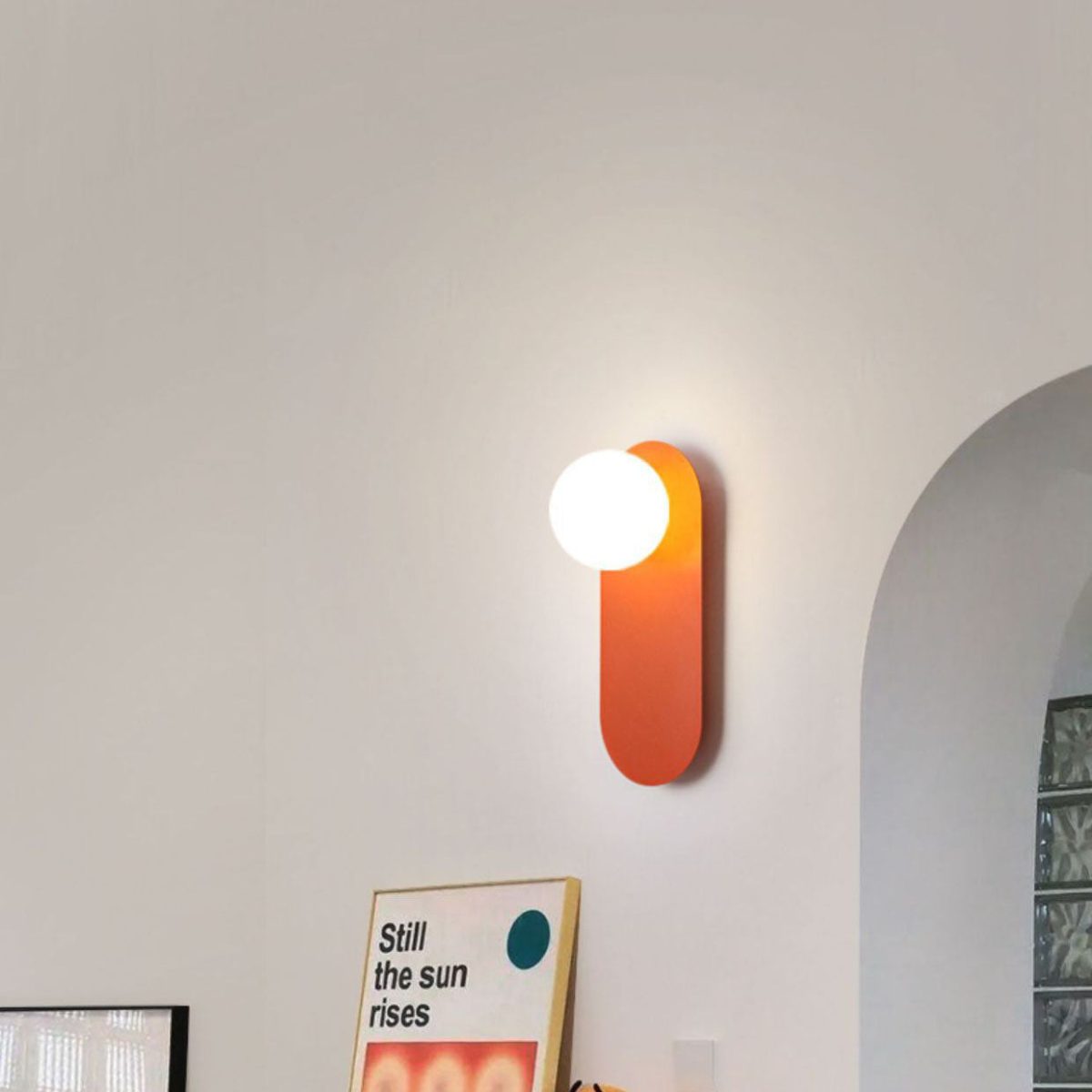Nordic Minimalist Glass Orange Ring Base 1-Light Wall Sconce Lamp - Image 8