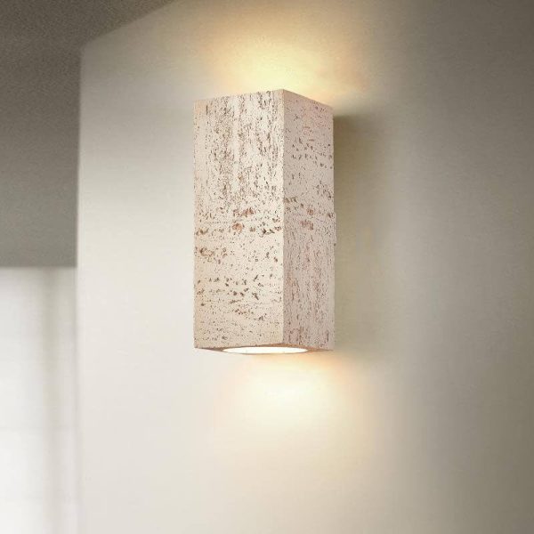 Retro Wabi-sabi Square Column Hand Sculpted LED Wall Sconce Lamp - Image 17