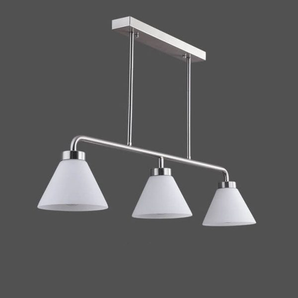 Nordic Vintage Cone Glass Chrome 3-Light Island Light Chandelier - Image 6