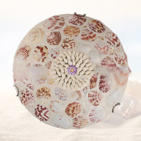 European Mediterranean Shell Art Round LED Flush Mount Ceiling Light - Image 5