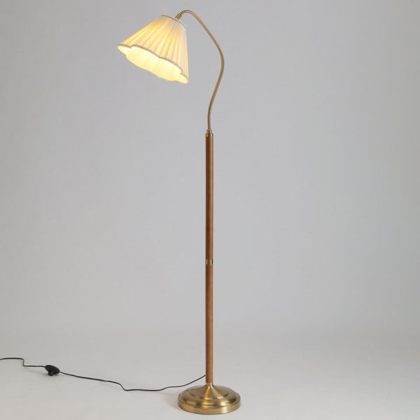 Japanese Vintage Flower Solid Wood Iron Fabric 1-Light Standing Floor Lamp - Image 5