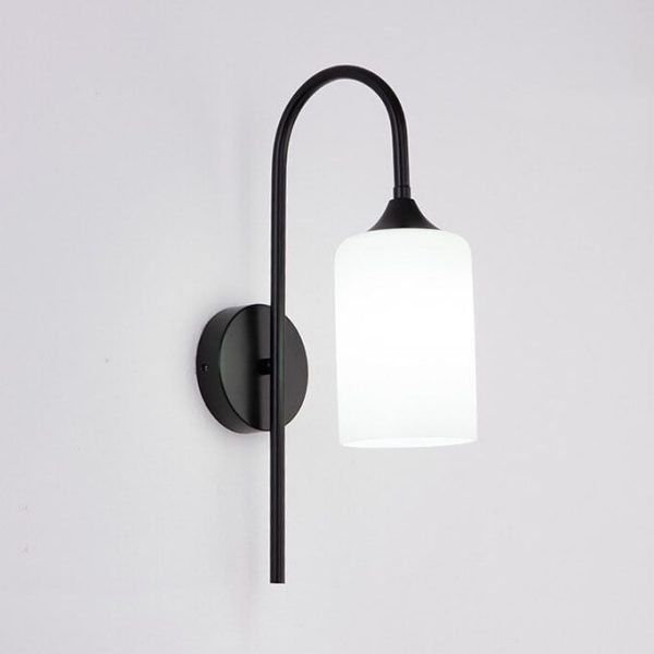 Modern Minimalist Glass Cylindrical Shade Bending Arm 1-Light Wall Sconce Lamp - Image 15