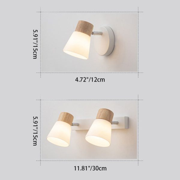 Modern Minimalist Horn Rubber Wood Iron Glass 1/2 Light Vanity Light Wall Sconce Lamp - Image 7