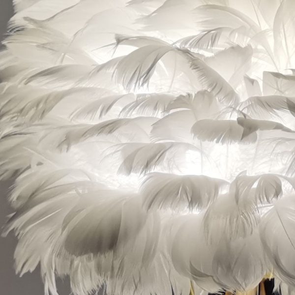 Contemporary Nordic Goose Feather Metal Flamingo Ball 1-Light Table Lamp For Bedside - Image 8