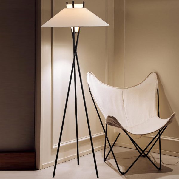 Contemporary Simplicity Semi-tapered Fabric Shade Iron Tripod 1-Light Standing Floor Lamp For Study - Image 3