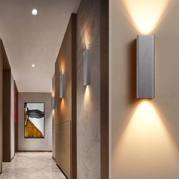 Nordic Minimalist Brushed Aluminum Rectangular Column LED Wall Sconce Lamp - Image 14
