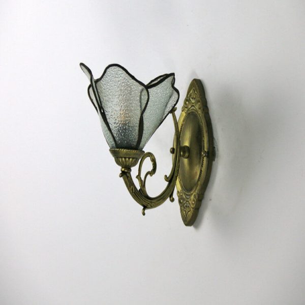 Vintage Tiffany Petals Stained Glass 1-Light Wall Sconce Lamp - Image 15