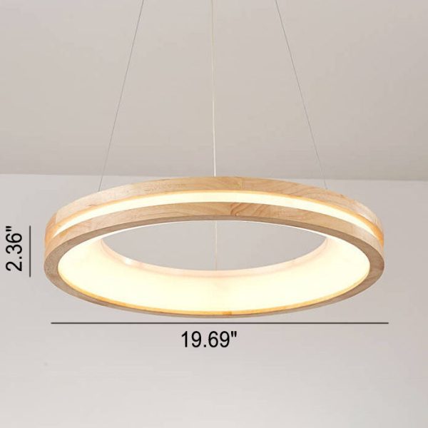 Japanese Simplicity Log Circle Island Light LED Chandelier - Image 7