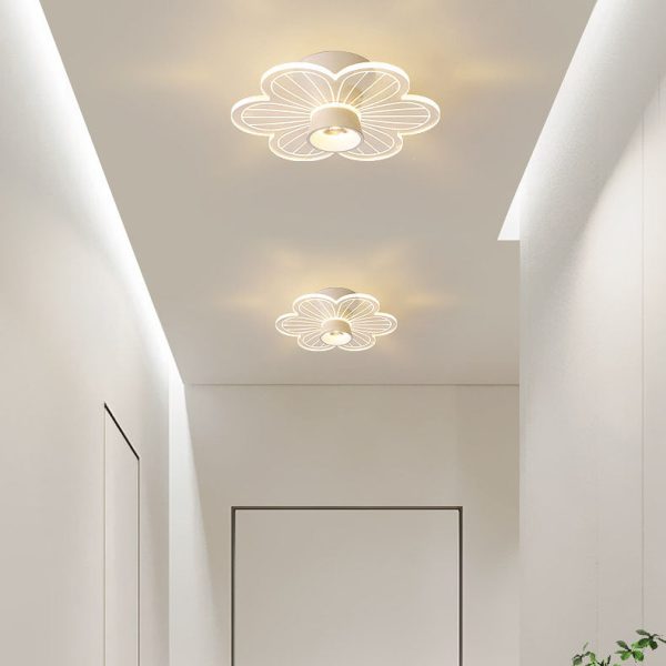 Modern Minimalist Round Rose Flower Iron Acrylic LED Flush Mount Ceiling Light For Living Room - Image 3