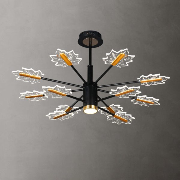 Modern Minimalist Branch Maple Leaf Iron Acrylic LED Chandelier For Living Room - Image 15
