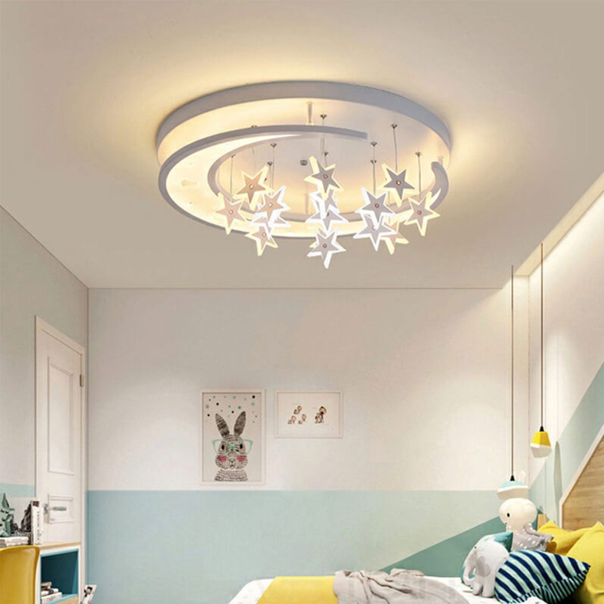 Modern Creative Star Hanging Round LED Flush Mount Ceiling Light - Image 1