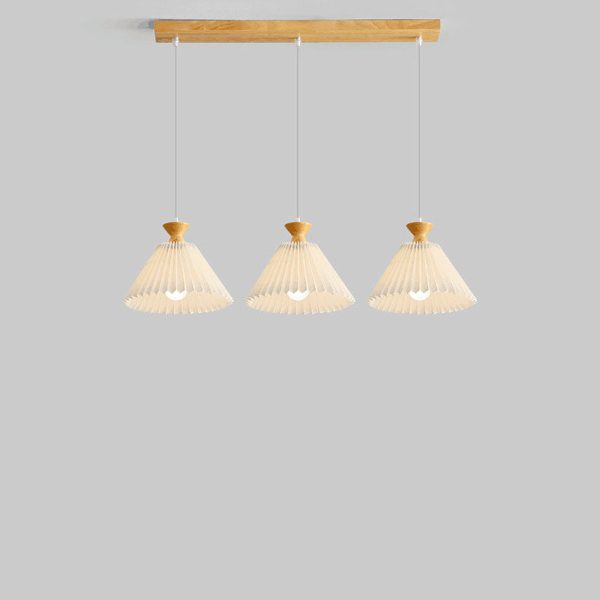 Nordic Wooden Pleated Cone 1/3 Light Island Light Chandelier - Image 17