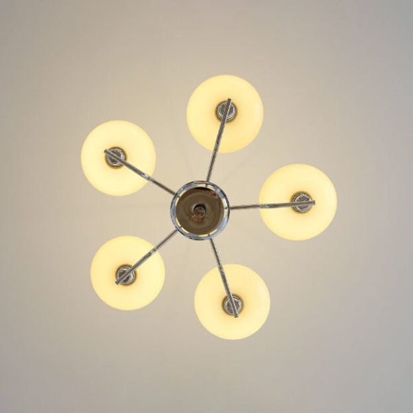 Nordic Vintage Milk White Glass Dome Chrome 3/5 Light Chandelier - Image 15