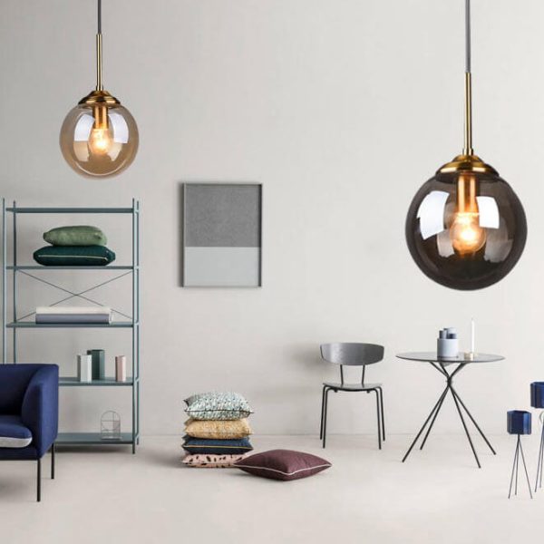 Contemporary Nordic Copper Spherical Glass Shade 1/3/5-Light Island Light Chandelier For Dining Room - Image 13