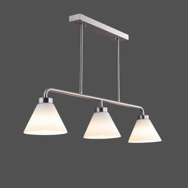 Nordic Vintage Cone Glass Chrome 3-Light Island Light Chandelier - Image 5
