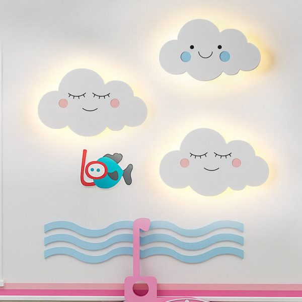 Nordic Creative Clouds Iron Emoji LED Kids Wall Sconce Lamp - Image 16