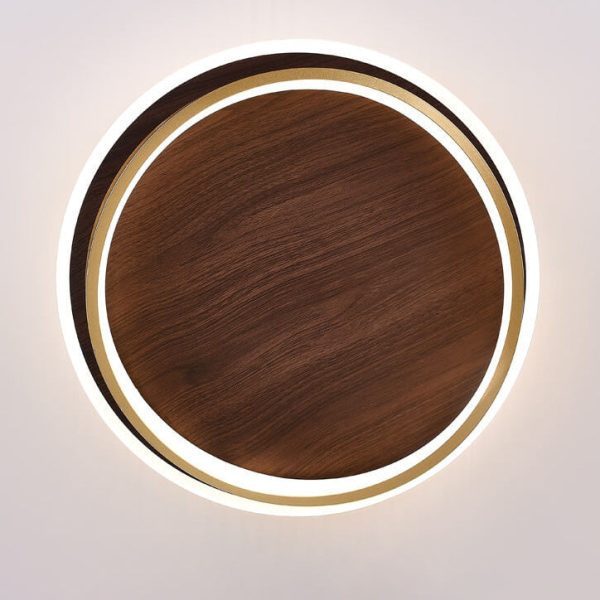 Nordic Minimalist Circular Walnut Grain LED Flush Mount Ceiling Light - Image 12