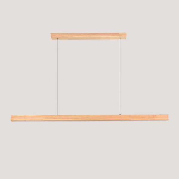 Contemporary Nordic Rubber Wood Acrylic Strip LED Island Light Chandelier For Dining Room - Image 5