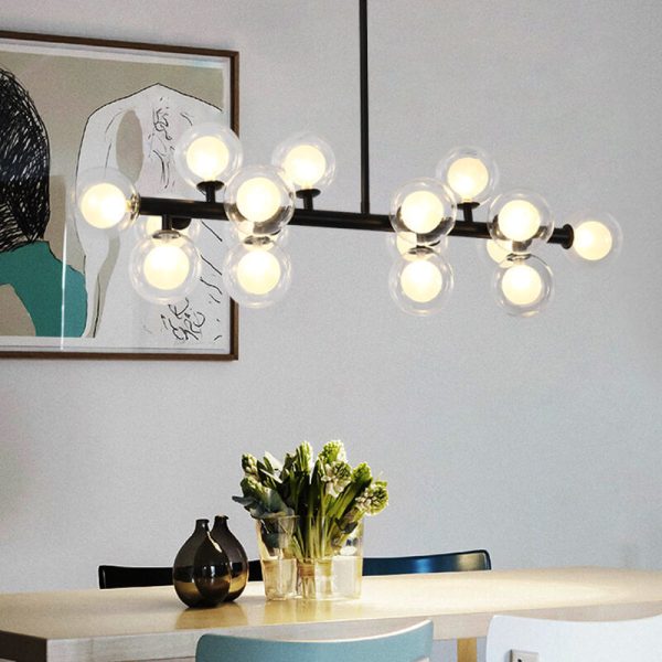 Nordic Light Luxury Magic Bean Glass Ball 16-Light Island Light Chandelier - Image 3