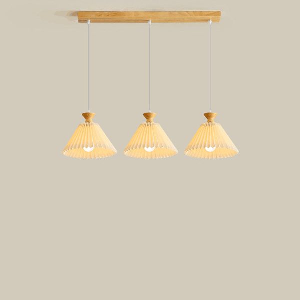 Nordic Wooden Pleated Cone 1/3 Light Island Light Chandelier - Image 9
