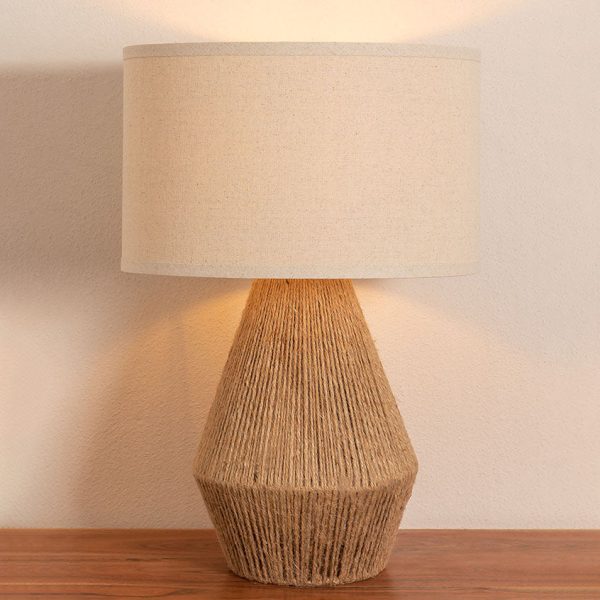 Japanese Vintage Hemp Rope Weaving Base Fabric 1-Light Table Lamp - Image 3