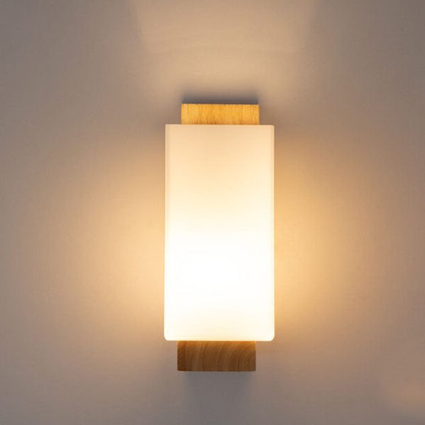 Modern Minimalist Solid Wood Square Glass Column 1-Light Wall Sconce Lamp - Image 3