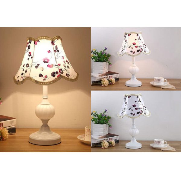 Nordic Vintage Floral Glass Fabric 1-Light Table Lamp - Image 16