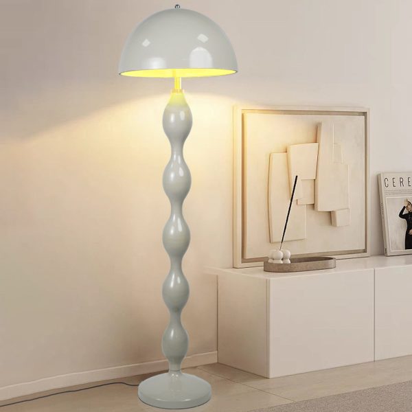 Contemporary Scandinavian Iron Mushroom Shade 1-Light Standing Floor Lamp For Bedroom - Image 2