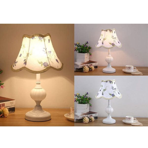 Nordic Vintage Floral Glass Fabric 1-Light Table Lamp - Image 15