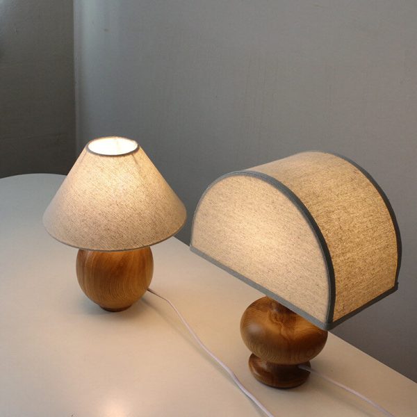 Japanese Wabi-sabi Vintage Solid Wood Fabric 1-Light Table Lamp - Image 14