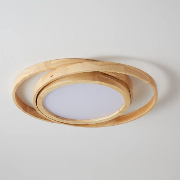 Minimalist Log Wooden Circle Ring LED Flush Mount Ceiling Light - Image 4