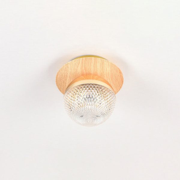 Japanese Minimalist Glass Iron Woodgrain 1-Light Semi-Flush Mount Ceiling Light - Image 24
