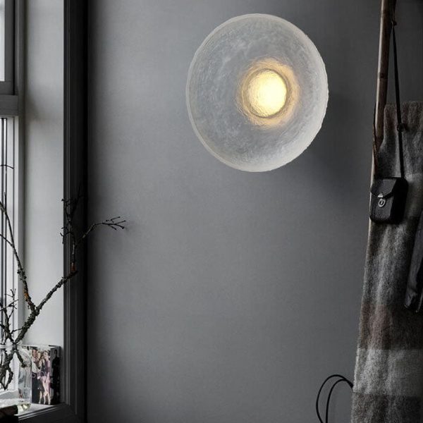 Modern Minimalist Resin Clear Round Disc LED Wall Sconce Lamp - Image 16